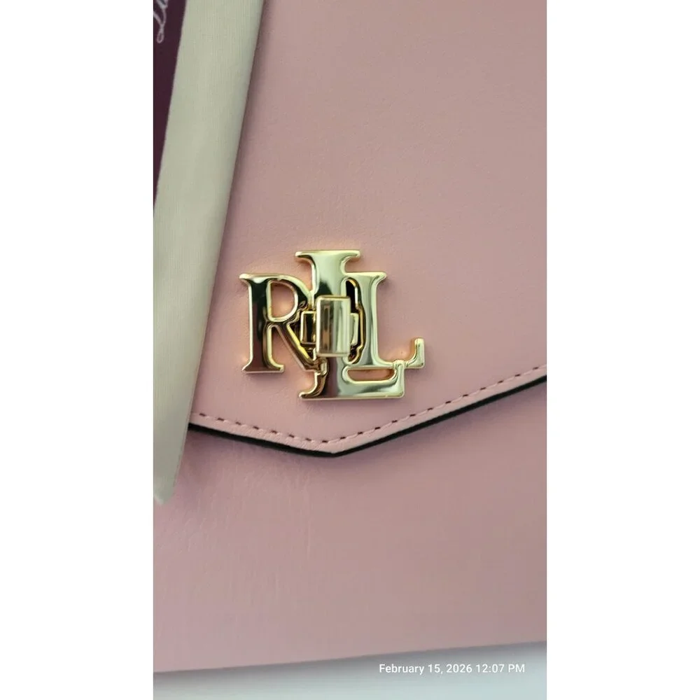 NEW RALPH LAUREN Pink Leather Top-Handle Scarf‎ and Crossbody - Picture 9 of 9